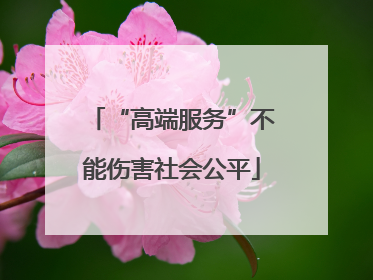 “高端服务”不能伤害社会公平
