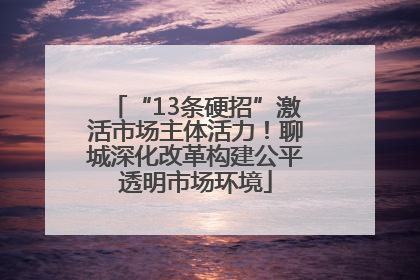 “13条硬招”激活市场主体活力！聊城深化改革构建公平透明市场环境