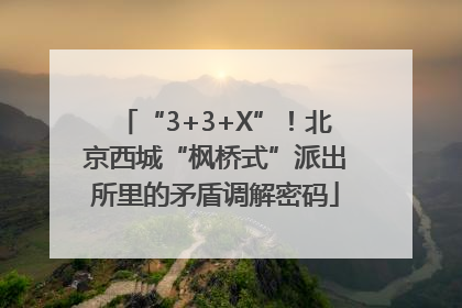 “3+3+X”！北京西城“枫桥式”派出所里的矛盾调解密码