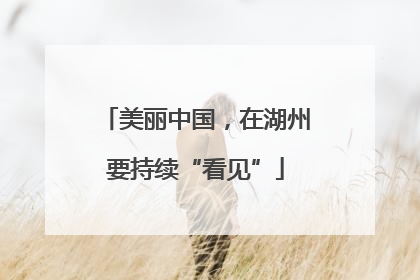 美丽中国，在湖州要持续“看见”