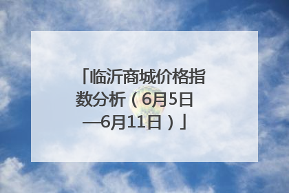 临沂商城价格指数分析（6月5日—6月11日）