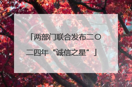 两部门联合发布二〇二四年“诚信之星”