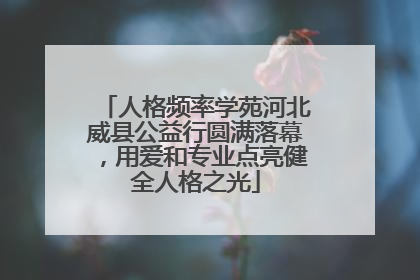 人格频率学苑河北威县公益行圆满落幕，用爱和专业点亮健全人格之光