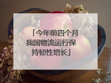 今年前四个月我国物流运行保持韧性增长