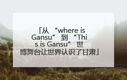 从 “where is Gansu” 到 “This is Gansu” 世博舞台让世界认识了甘肃