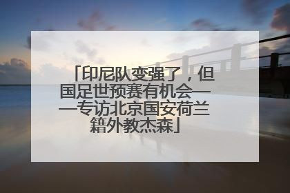 印尼队变强了，但国足世预赛有机会——专访北京国安荷兰籍外教杰森