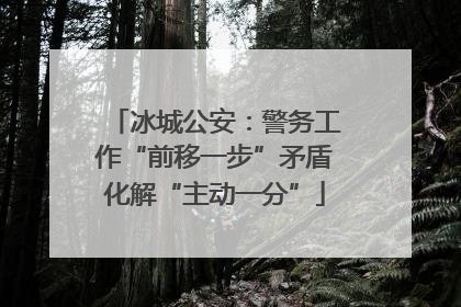 冰城公安：警务工作“前移一步”矛盾化解“主动一分”