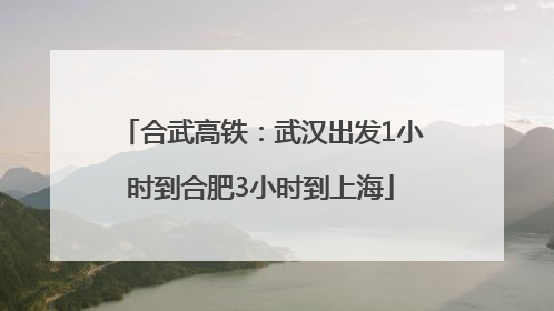 合武高铁：武汉出发1小时到合肥3小时到上海