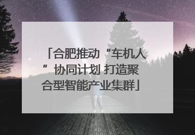 合肥推动“车机人”协同计划 打造聚合型智能产业集群