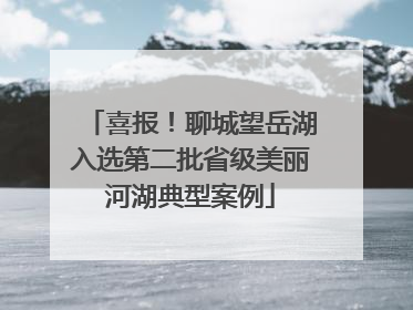 喜报！聊城望岳湖入选第二批省级美丽河湖典型案例