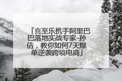 喜至乐携手阿里巴巴落地实战专家-孙倩，教你如何7天爆单逆袭跨境电商