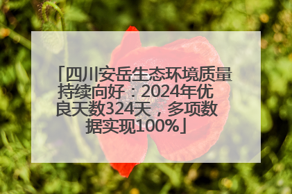 四川安岳生态环境质量持续向好：2024年优良天数324天，多项数据实现100%