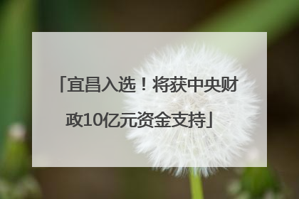 宜昌入选！将获中央财政10亿元资金支持