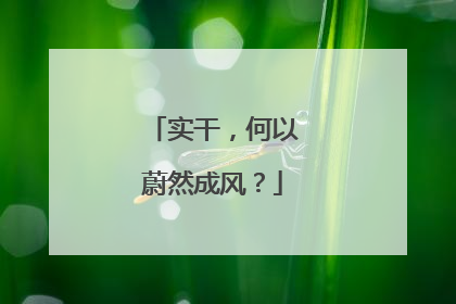 实干，何以蔚然成风？