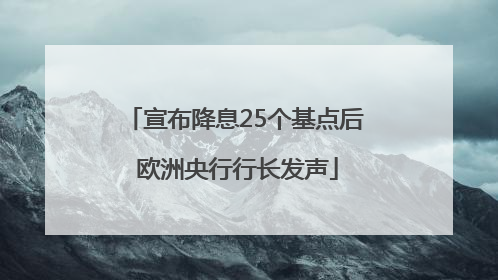 宣布降息25个基点后 欧洲央行行长发声