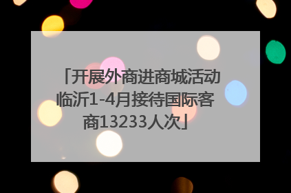 开展外商进商城活动 临沂1-4月接待国际客商13233人次