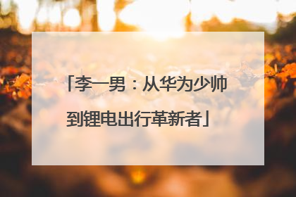 李一男：从华为少帅到锂电出行革新者