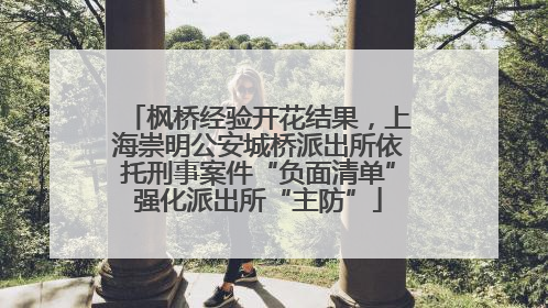 枫桥经验开花结果，上海崇明公安城桥派出所依托刑事案件“负面清单”强化派出所“主防”