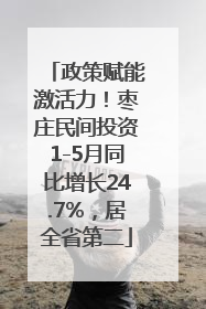 政策赋能激活力！枣庄民间投资1-5月同比增长24.7%，居全省第二