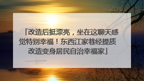 改造后挺漂亮，坐在这聊天感觉特别幸福！东西江家巷经提质改造变身居民自治幸福家
