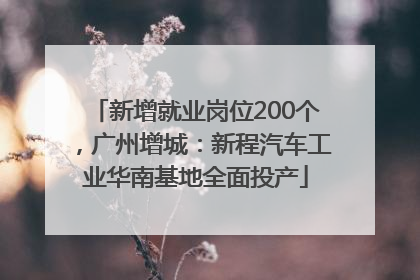 新增就业岗位200个，广州增城：新程汽车工业华南基地全面投产