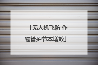 无人机飞防 作物管护节本增效