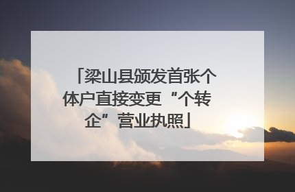梁山县颁发首张个体户直接变更“个转企”营业执照