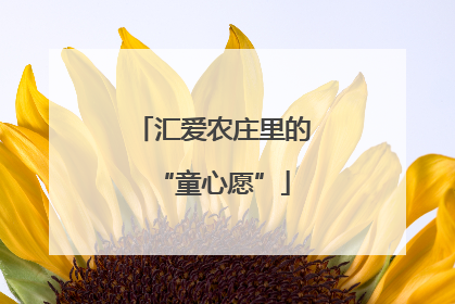 汇爱农庄里的“童心愿”