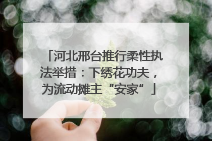 河北邢台推行柔性执法举措：下绣花功夫，为流动摊主“安家”