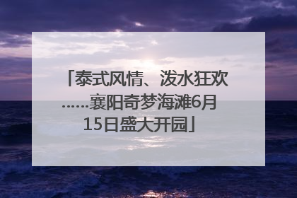 泰式风情、泼水狂欢……襄阳奇梦海滩6月15日盛大开园