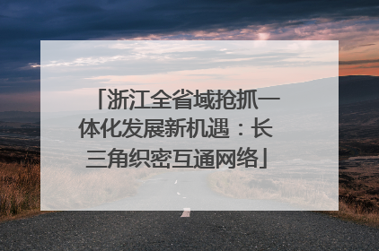 浙江全省域抢抓一体化发展新机遇：长三角织密互通网络