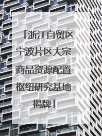 浙江自贸区宁波片区大宗商品资源配置枢纽研究基地揭牌