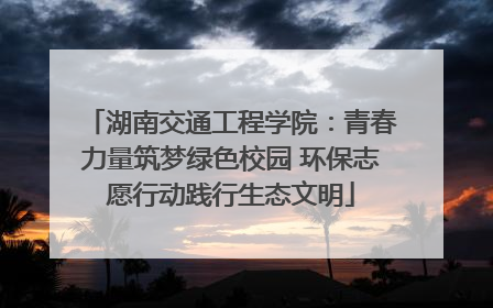 湖南交通工程学院：青春力量筑梦绿色校园 环保志愿行动践行生态文明