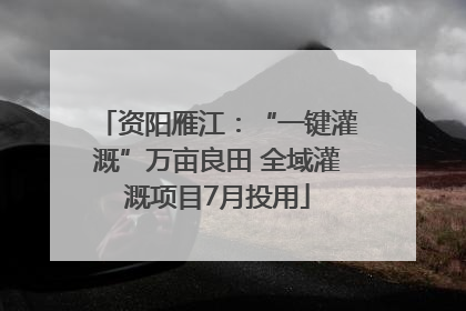 资阳雁江：“一键灌溉”万亩良田 全域灌溉项目7月投用