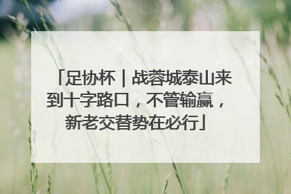 足协杯｜战蓉城泰山来到十字路口，不管输赢，新老交替势在必行