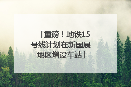 重磅！地铁15号线计划在新国展地区增设车站