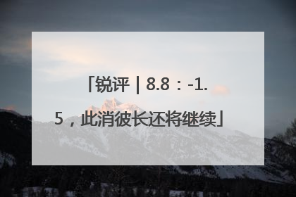 锐评｜8.8：-1.5，此消彼长还将继续