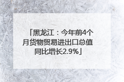 黑龙江：今年前4个月货物贸易进出口总值同比增长2.9%
