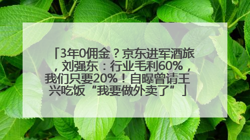 3年0佣金？京东进军酒旅，刘强东：行业毛利60%，我们只要20%！自曝曾请王兴吃饭“我要做外卖了”