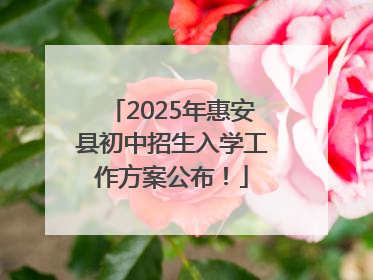 2025年惠安县初中招生入学工作方案公布！