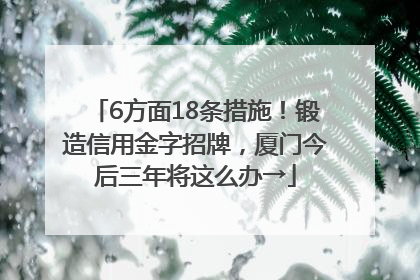 6方面18条措施！锻造信用金字招牌，厦门今后三年将这么办→